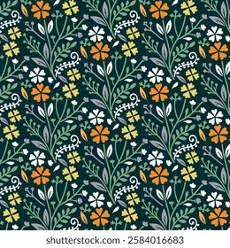 seamless floral print with japanese pattern inspiration for textile wallpaper and fabric art