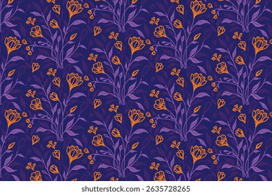 seamless floral print with rose cotton and leaf sketches in one line for fabric tabletop and women wear

