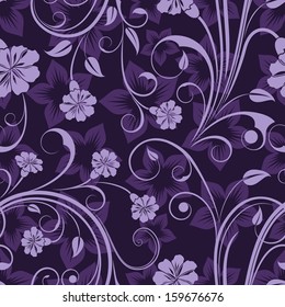 Seamless floral purple flower vector wallpaper pattern.