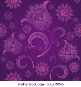 Seamless floral purple pattern. Flower texture.
