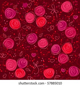 seamless floral red vector background