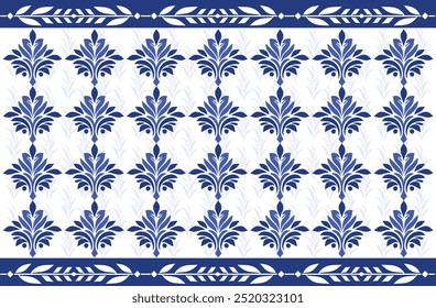 Patrón de repetición floral sin fisuras con motivos ornamentales monocromos para el diseño textil, textura de la tela, impresión digital y Antiguas Ethnic Fashion en estilo geométrico tradicional