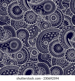 Seamless floral retro background pattern in vector. Henna paisley mehndi doodles design  pattern. Used clipping mask for easy editing.
