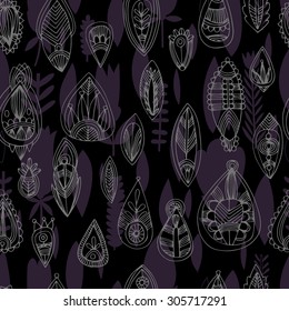 Seamless floral retro background pattern in vector. Henna paisley mehndi doodles design pattern.  - stock vector