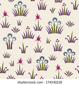Seamless floral retro pattern of classic style