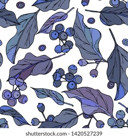 Seamless floral romantic pattern with colored leaves. outline handdrawing, sketch,vintage style. Illustration can be used for gift wrapping,  web pages, printing products