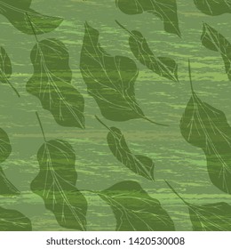 Seamless floral romantic pattern with colored leaves. outline handdrawing, sketch,vintage style. Illustration can be used for gift wrapping,  web pages, printing products