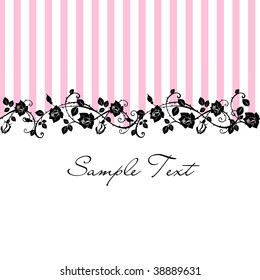 Seamless Floral Rose pattern with pink stripes