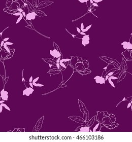 Seamless floral rose pattern in vintage style. Hand drawn vector illustration.