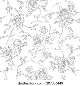 Seamless Floral Roses Background - texture, design, wallpaper - in vector