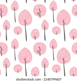 Sakura floral sin foco de fondo. Jardín de cerezos. Repetición de vectores para diseño de tela y papel.
