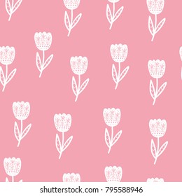 Seamless  floral scandinavian pattern. Vector background with different elements. Design for prints, shirts and posters.