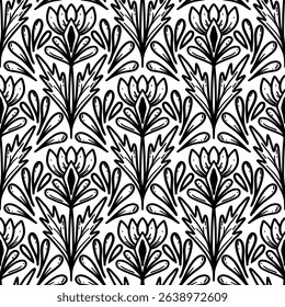 seamless floral scribble pattern background, motifs floral hand drawn, scribble style, scallop pattern, design for seamless floral pattern, printing, wrapping, background and craft
