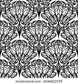 seamless floral scribble pattern background, motifs floral hand drawn, scribble style, scallop pattern, design for seamless floral pattern, printing, wrapping, background and craft