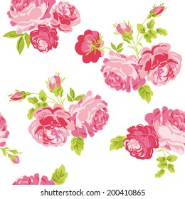 Seamless Floral Shabby Chic Background - In Vector