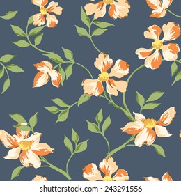Seamless Floral Shabby Chic Background - in vector