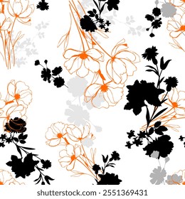 Seamless floral silhouette pattern. Vector Illustration.