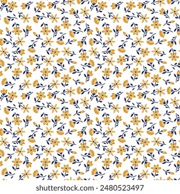 seamless floral small flower leaves pattern with on white background vector