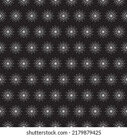 Nahtlose Blumenmuster oder Sternmuster. Schöne gepunktete Linien und Kreis. Textilien, Fliesen, Muster auf Teppichen und Betten. weißes Linienmuster.