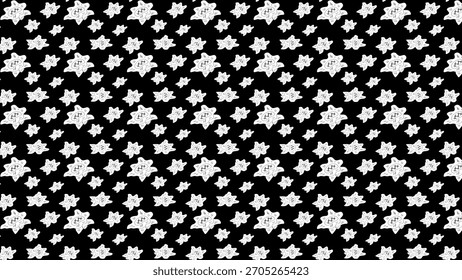 Patrón de estrella floral sin costuras en blanco y negro Un diseño versátil para diversas aplicaciones