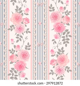 Seamless floral striped background