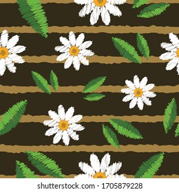 Flores y hojas sin flor, rayadas, sin fisuras, repiten una textura de fondo interminable para textiles, prendas de vestir, papeles pintados, cortinas, alfombras, estampados de tela