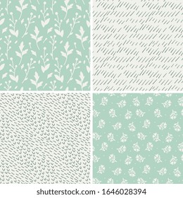 Seamless floral and strokes patterns set