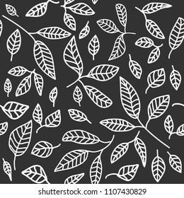 Seamless floral stylish leaf pattern. Vector flat summer background for wedding, invitations, textile, wrapping paper
