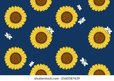 seamless floral Sunflower pattern background