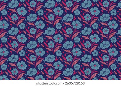 seamless floral surface pattern in one line style for stylish textile applications women wear and kitchen fabric products

