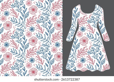 seamless floral surface print design for stylish women apparel fabric including dresses tops and wrap skirts

