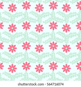 Seamless floral sweet pattern of abstract flowers and leaves. For textile or book covers, manufacturing, wallpapers, print, gift wrap.