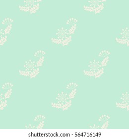 Seamless floral sweet pattern of abstract flowers and leaves. Aqua blue background for textile or book covers, manufacturing, wallpapers, print, gift wrap. 