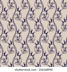Seamless floral swirl vintage background with fancy flower. 
