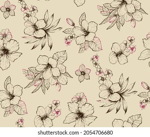 Seamless floral textile design for fashion, interior and tile backgrounds