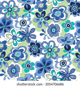 Seamless floral textile design for fashion, interior and tile backgrounds