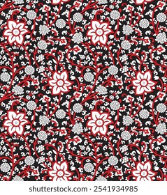 Ilustración de patrón de repetición de diseño textil floral sin costuras Fondo de pantalla de fondo completo