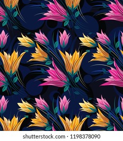 Seamless floral textile fabric pattern
