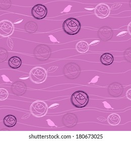 Seamless floral texture with birds.Endless horizontal floral pattern. You can use it in textile design, greeting cards, graphic design. 
