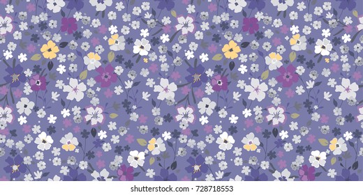 Seamless floral texture. Cute little flowers background for design fabric, paper, wrapping. 