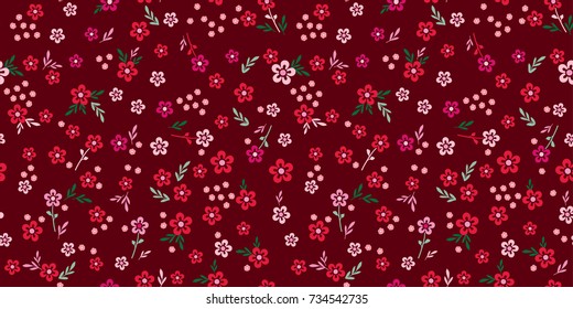 Seamless floral texture. Cute little flowers background for design fabric, paper, wrapping. 