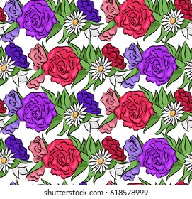 Seamless floral texture with flowers. Vector pattern for wallpaper, fabrics, curtains and your creativity