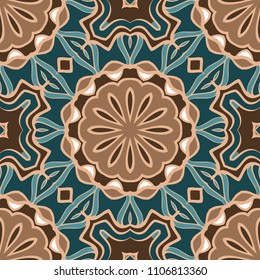 Seamless floral texture on color background. Element for design, fashion, print. Geometric pattern. Vector illustration.