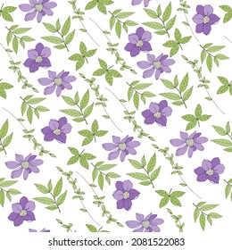 Seamless floral texture for your design. Hand-drawn pattern with lily flowers and leaves.