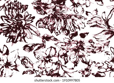 Seamless floral tile fabric design that can be scaled and edited. Cut and paste fashion elements into your new design or recolor the design. Large size repeat prints for interiors and clothing.