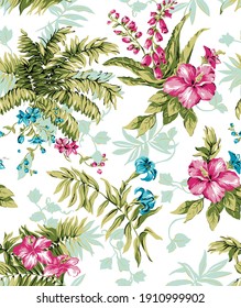Seamless floral tile fabric design that can be scaled and edited. Cut and paste fashion elements into your new design or recolor the design. Large size repeat prints for interiors and clothing.
