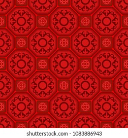 Seamless floral tile pattern with ornament