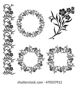Seamless floral tiling borders and frame. Inspired by old victorian ornaments.