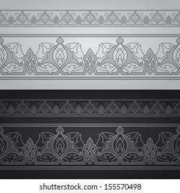 Seamless floral tiling borders. Inspired by old ottoman and arabian ornaments