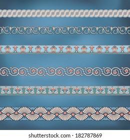 Seamless floral tiling borders. Inspired by old ottoman and arabian ornaments